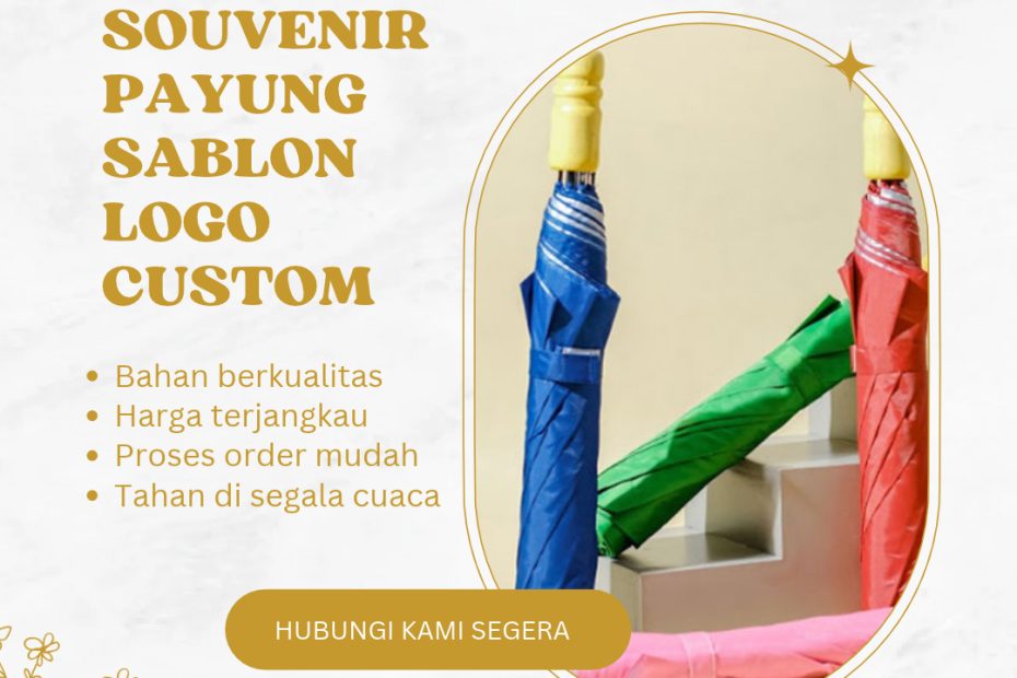 Souvenir Payung Sablon Logo Custom